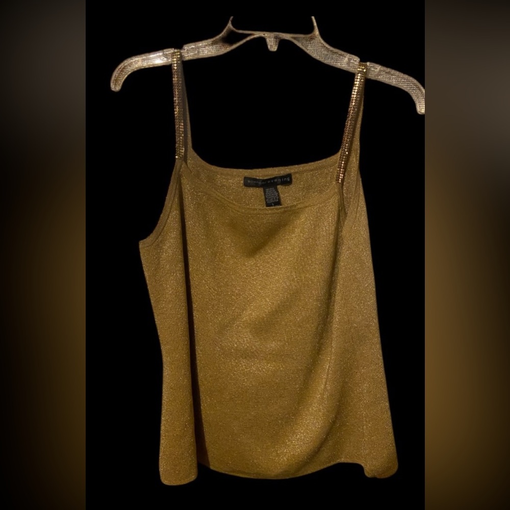 LAST CHANCE 🔥 Spenser Evening Gold Spaghetti Strap Top Size L - Picture 2 of 8